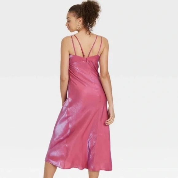 NWT Wild Fable Iridescent Double Strap Maxi Slip Dress - Picture 2 of 11